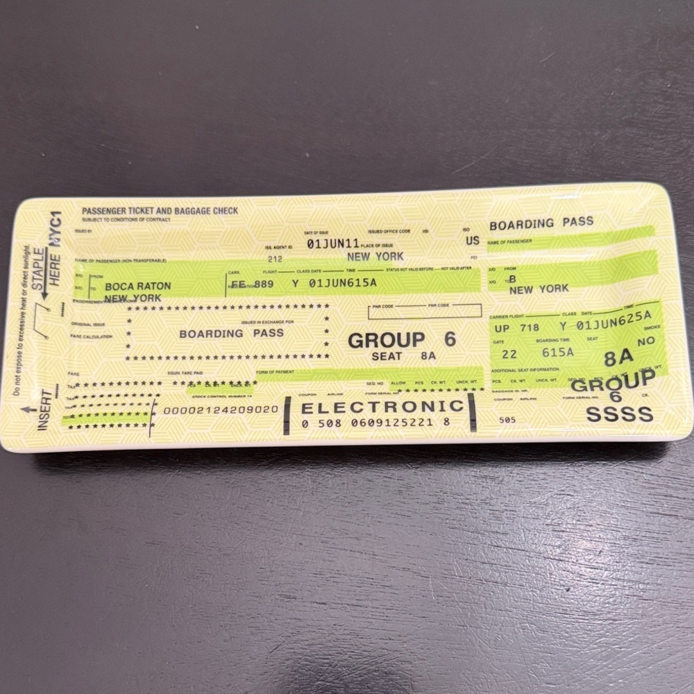 FISHS EDDY BOARDING PASS TRAY LIKE NEW
